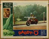w577 DADDY-O movie lobby card #1 '59 cool motorcycle doing wheelie!