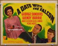 w106 DATE WITH THE FALCON movie title lobby card '41 George Sanders, Barrie
