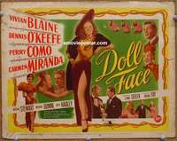 w113 DOLL FACE movie title lobby card '45 Vivian Blaine, Carmen Miranda