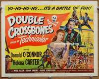 w114 DOUBLE CROSSBONES movie title lobby card '51 Donald O'Connor, pirates!