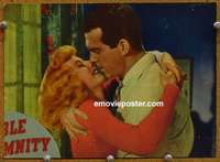 w611 DOUBLE INDEMNITY #2 movie lobby card '44 close up kiss scene!