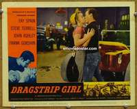 w624 DRAGSTRIP GIRL movie lobby card #2 '57 classic car movie!