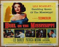 w116 DUEL ON THE MISSISSIPPI movie title lobby card '55 Lex Barker, Medina