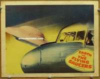 w627 EARTH VS THE FLYING SAUCERS movie lobby card '56 best scene!