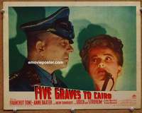 w658 FIVE GRAVES TO CAIRO movie lobby card '43 von Stroheim close up!