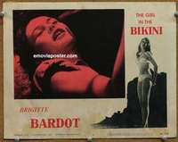 w711 GIRL IN THE BIKINI movie lobby card #4 '58 sexy Brigitte Bardot!