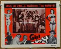w712 GIRL ON THE RUN movie lobby card '53 strippers & gangsters!