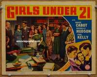 w713 GIRLS UNDER 21 movie lobby card '40 Bruce Cabot, female prison!