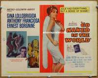 w133 GO NAKED IN THE WORLD movie title lobby card '61 sexy Lollobrigida!