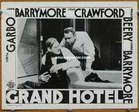 w725 GRAND HOTEL movie lobby card #7 R50s Lionel Barrymore, Beery