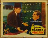 w731 GREAT GUY movie lobby card '36 James Cagney close up!