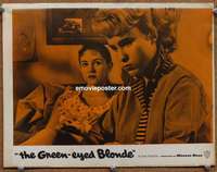 w739 GREEN-EYED BLONDE movie lobby card #5 '57 2 real troubled teens!