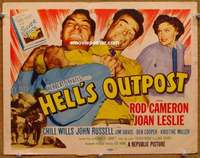 w143 HELL'S OUTPOST movie title lobby card '55 Rod Cameron, Joan Leslie