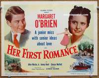 w144 HER FIRST ROMANCE movie title lobby card '51 cute Margaret O'Brien!
