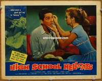w773 HIGH SCHOOL HELLCATS movie lobby card #6 '58 bad girl w/bad boy!