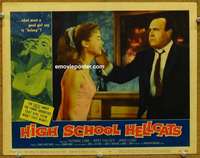 w774 HIGH SCHOOL HELLCATS movie lobby card #8 '58 bad girl slapped!