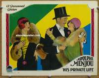w775 HIS PRIVATE LIFE movie lobby card '28 Adolphe Menjou in top hat!