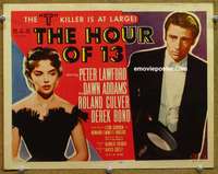 w153 HOUR OF 13 movie title lobby card '52 Peter Lawford, Dawn Addams