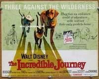 w158 INCREDIBLE JOURNEY movie title lobby card '63 Walt Disney animals!