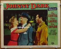 w838 JOHNNY DARK movie lobby card #2 '54 car racing, Tony Curtis