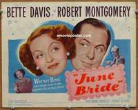 w166 JUNE BRIDE movie title lobby card '48 Bette Davis, Robert Montgomery