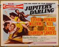 w169 JUPITER'S DARLING movie title lobby card '55 Esther Williams, Keel