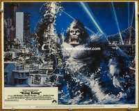 w861 KING KONG movie lobby card #1 '76 great artwork of big ape!