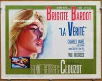w300 TRUTH movie title lobby card '61 Brigitte Bardot, Clouzot, La Verite!