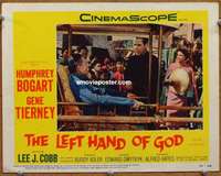 w877 LEFT HAND OF GOD movie lobby card #2 '55 Humphrey Bogart, Tierney