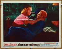 w881 LION IS IN THE STREETS movie lobby card #3 '53 James Cagney