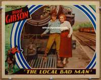 w887 LOCAL BAD MAN #3 movie lobby card '32 Hoot Gibson by train!