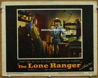w890 LONE RANGER movie lobby card #4 '56 great Clayton Moore image!