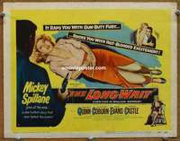 w189 LONG WAIT movie title lobby card '54 Mickey Spillane, Anthony Quinn