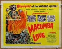 w197 MACUMBA LOVE movie title lobby card '60 cool voodoo horror art!
