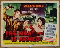 w203 MAN IS ARMED movie title lobby card '56 Dane Clark, William Talman