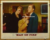 w910 MAN ON FIRE movie lobby card #2 '57 Bing Crosby, Inger Stevens