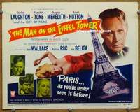 w204 MAN ON THE EIFFEL TOWER movie title lobby card '49 Laughton, film noir!