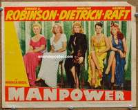 w914 MANPOWER movie lobby card '41 Marlene Dietrich & hot babes!