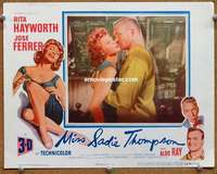 w943 MISS SADIE THOMPSON movie lobby card '54 Rita Hayworth in 3-D!