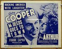 w216 MR DEEDS GOES TO TOWN movie title lobby card R50 Gary Cooper, Capra