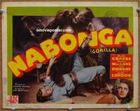 w220 NABONGA movie title lobby card '44 Buster Crabbe, giant gorilla!