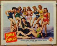 w976 NINE GIRLS movie lobby card '44 Keyes, sexy bathing beauties!