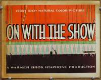 w228 ON WITH THE SHOW movie title lobby card '29 cool deco Broadway stage!