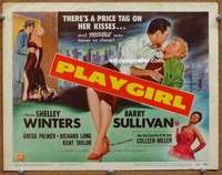 w243 PLAYGIRL movie title lobby card '54 Shelley Winters, Barry Sullivan