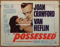 w245 POSSESSED movie title lobby card '47 Joan Crawford, Van Heflin