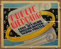 w248 PUBLIC WEDDING movie title lobby card '37 cool gold band deco design!