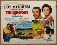 w251 RED PONY movie title lobby card '49 Robert Mitchum, Myrna Loy, Steinbeck