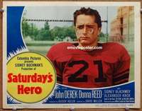y136 SATURDAY'S HERO movie lobby card #1 '51 John Derek, football!