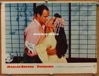 y137 SAYONARA movie lobby card '57 Marlon Brando & Miiko Taka close up
