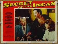 y145 SECRET OF THE INCAS movie lobby card #6 '54 Robert Young, Sumac